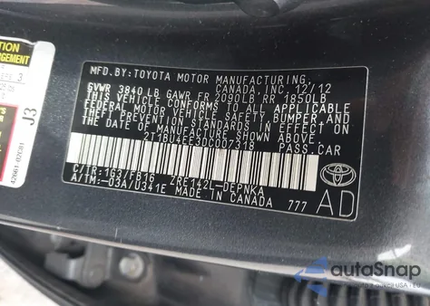 2013 Toyota Corolla Le z USA, uszkodzony, nr VIN 2T1BU4EE3DC007318